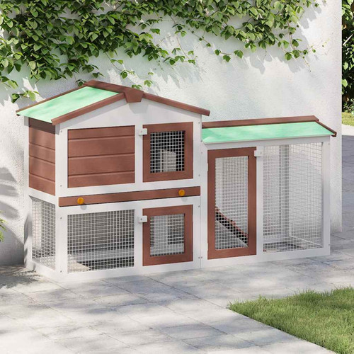 Rabbit hutch 145x45x84cm brown - hutch,