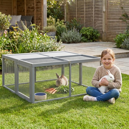Pawhut rabbit hutch - pawhut,