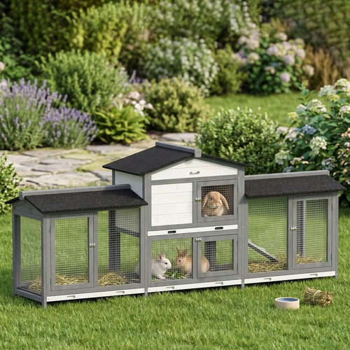 Pawhut rabbit hutch guinea - rabbit, hutch,