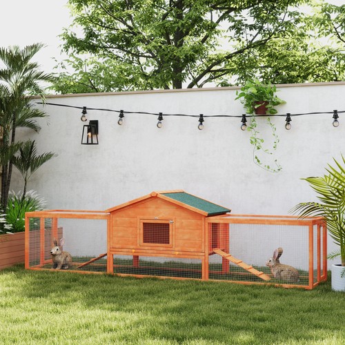 Pawhut rabbit hutch wooden - hutch,,