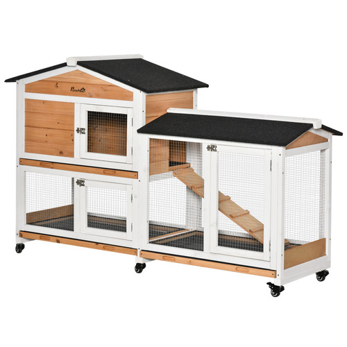 Pawhut wooden rabbit hutch - pawhut,